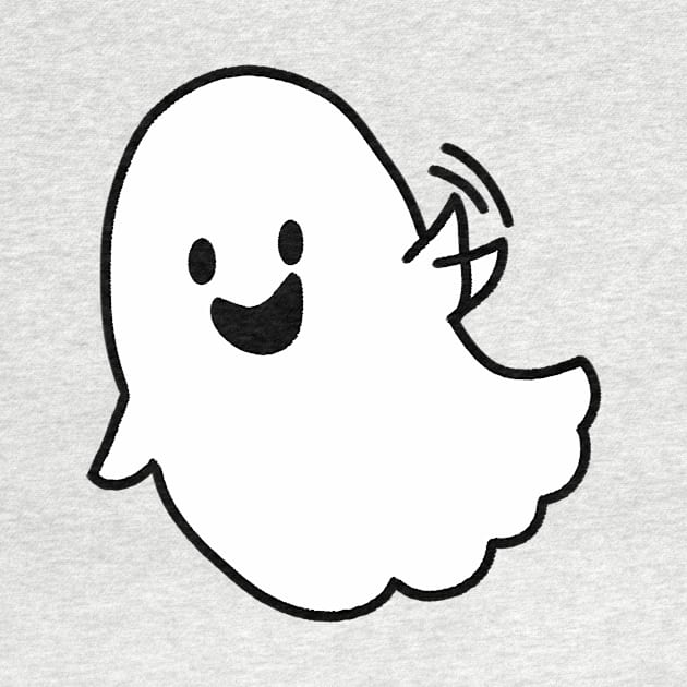 White sheet ghost waves hand to say hi by medimidoodles